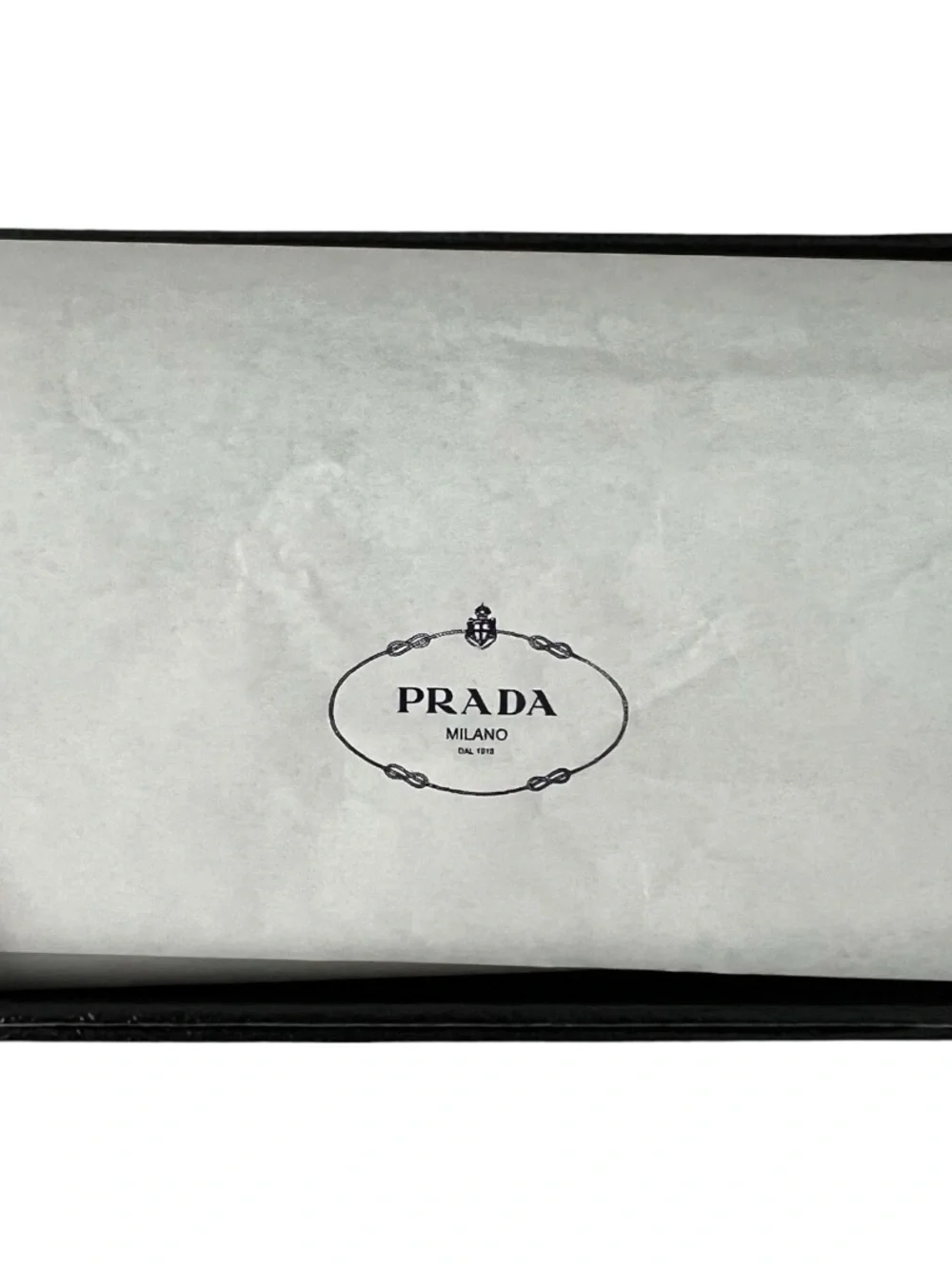 Prada Black & Blue Saffiano Leather Card Holder with Graphic Detail
